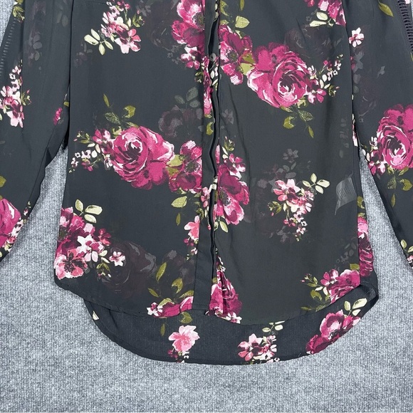 KUT From The Kloth Black Sheer Floral Button Down Long Sleeve 90s Y2K Small - Picture 6 of 10